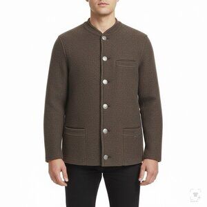 Geiger Mens Brown Wool Button-Up Jacket  Traditional Austrian Cardigan Size 52